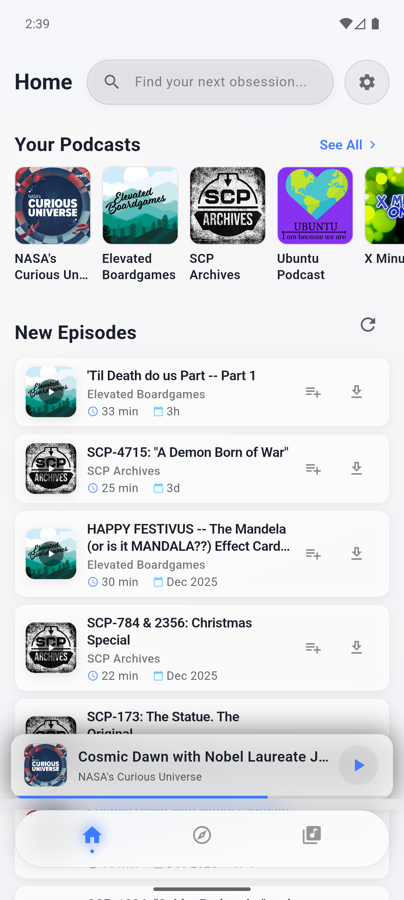 The Podcast App mobile Schnittstelle